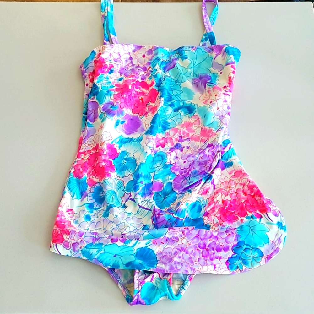 Vtg 60s Roxanne Perfection Fit Swimdress/Suit 40-D